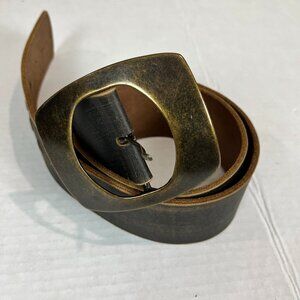 Women's Brown 2" wide leather belt, 30.5"-42"